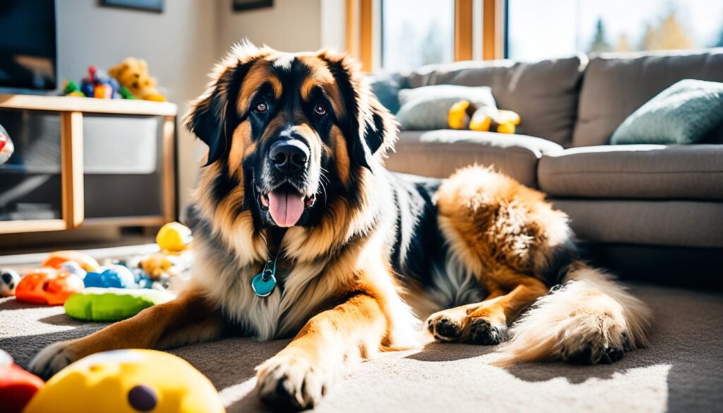 Leonberger Mix in an apartment