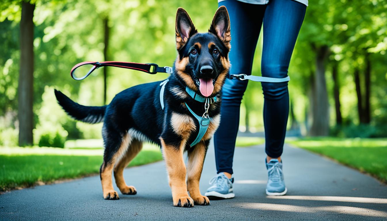 Leash training German Shepherd puppies - Training them to walk on a leash.