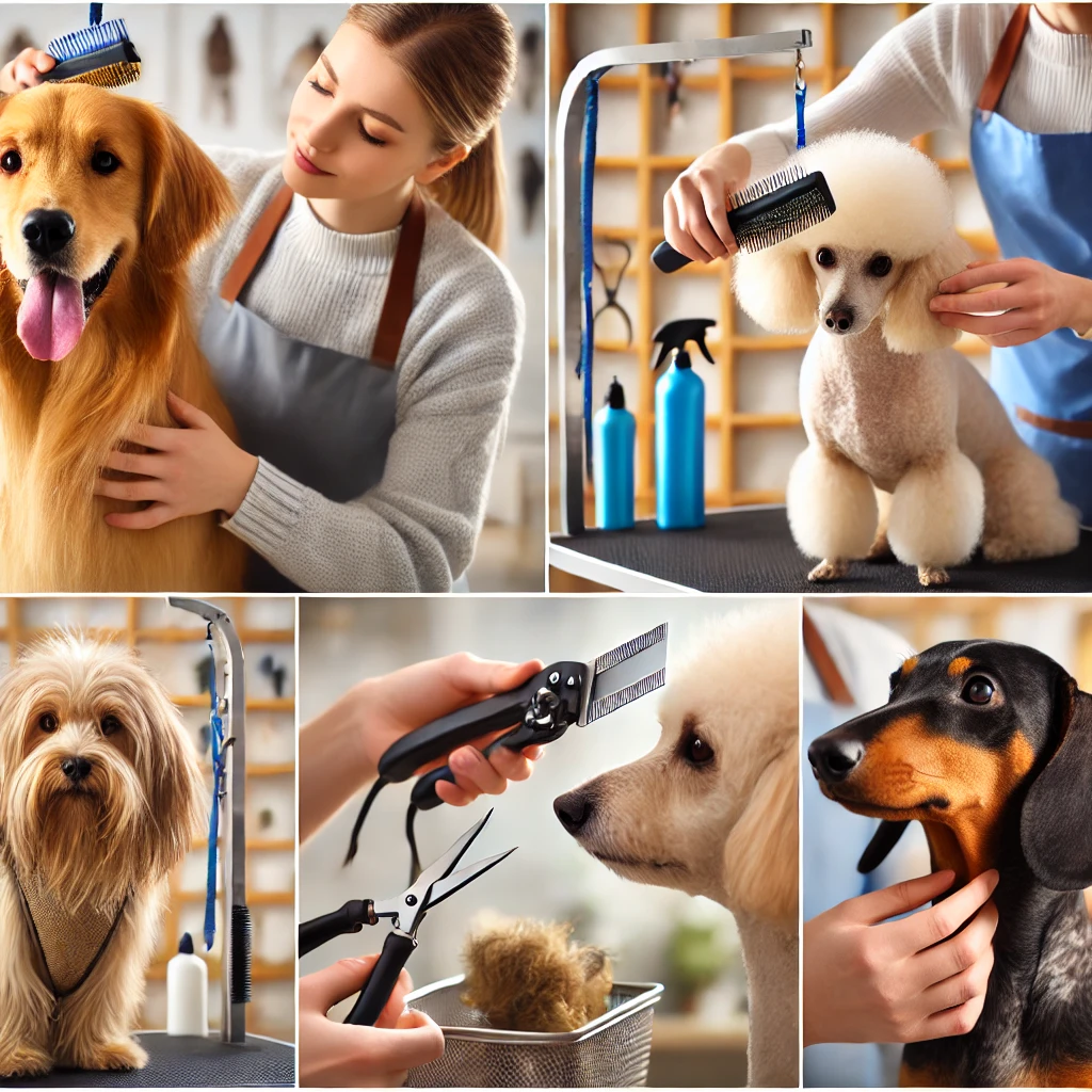 a dog being groomed, showcasing different grooming needs