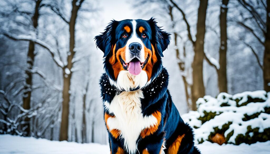 Bernese Mountain Dog in snow