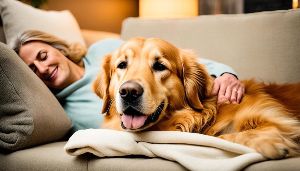 Emotional support dog providing comfort