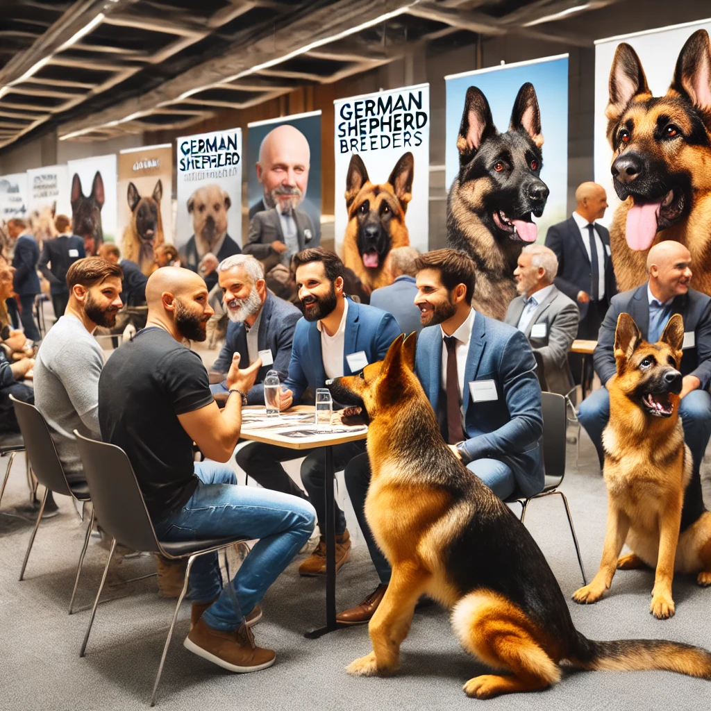 A group of German Shepherd breeders at a networking event