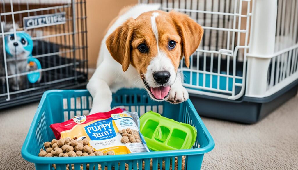 puppy crate routine during mealtime